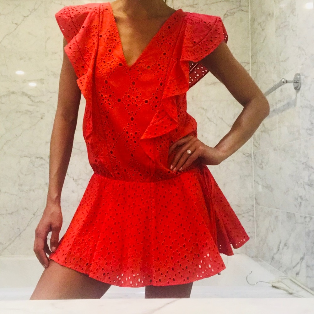 Parker Beach Eyelet Cover Up in Coral